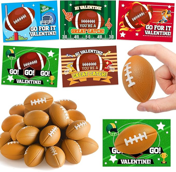 LACCHOUFEE Valentines Cards for Kids Classroom - 30 PCS Mini Sports Soccer Football Stress Ball w... | Amazon (US)