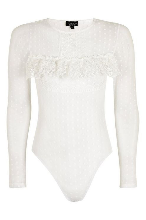 Lace Spot Mesh Long Sleeve Body | Topshop DE