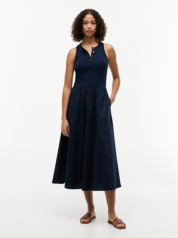 Gold-Tone Button Sleeveless Maxi Dress | Tommy Hilfiger UK