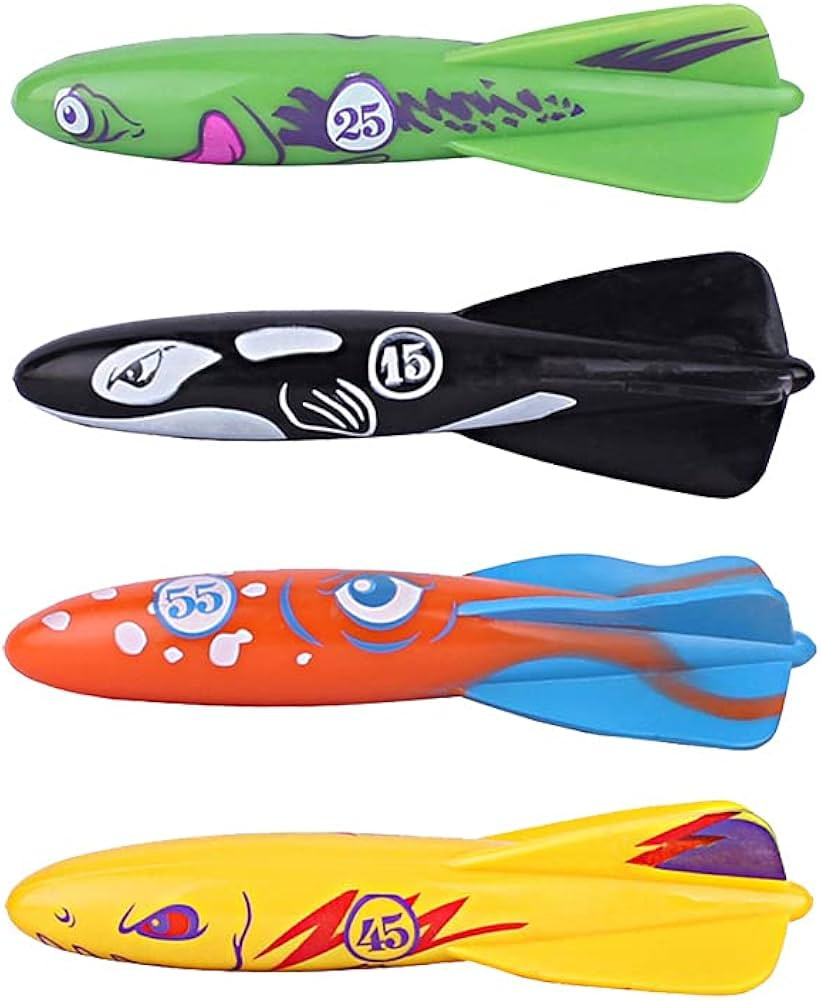 ZHFUYS Diving Pool Toy Underwater Swimming Throwing Diving Torpedo Shark,4 Pack | Amazon (US)