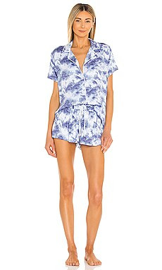 Splendid Notch Collar PJ Set in Sunset Tie Dye Sterling Blue from Revolve.com | Revolve Clothing (Global)