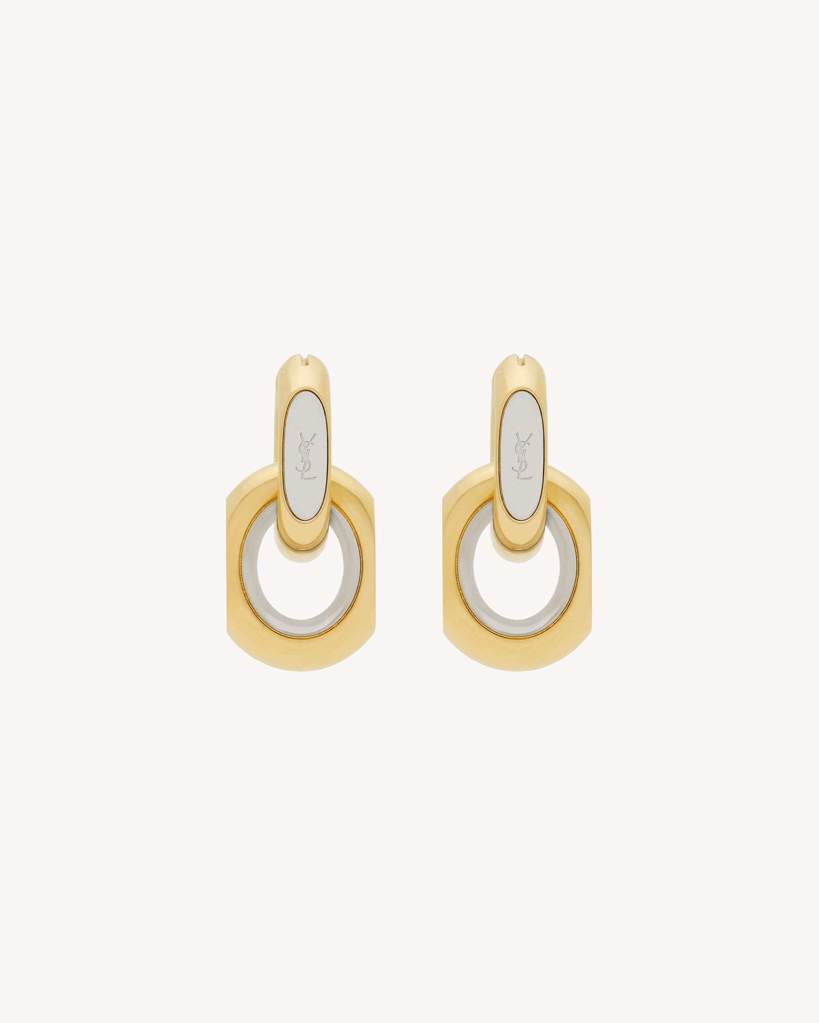 Saint Laurent Cassandre Duo Link Earrings In Metal - Yellow/gold - Women - One Size | Saint Laurent Inc. (Global)