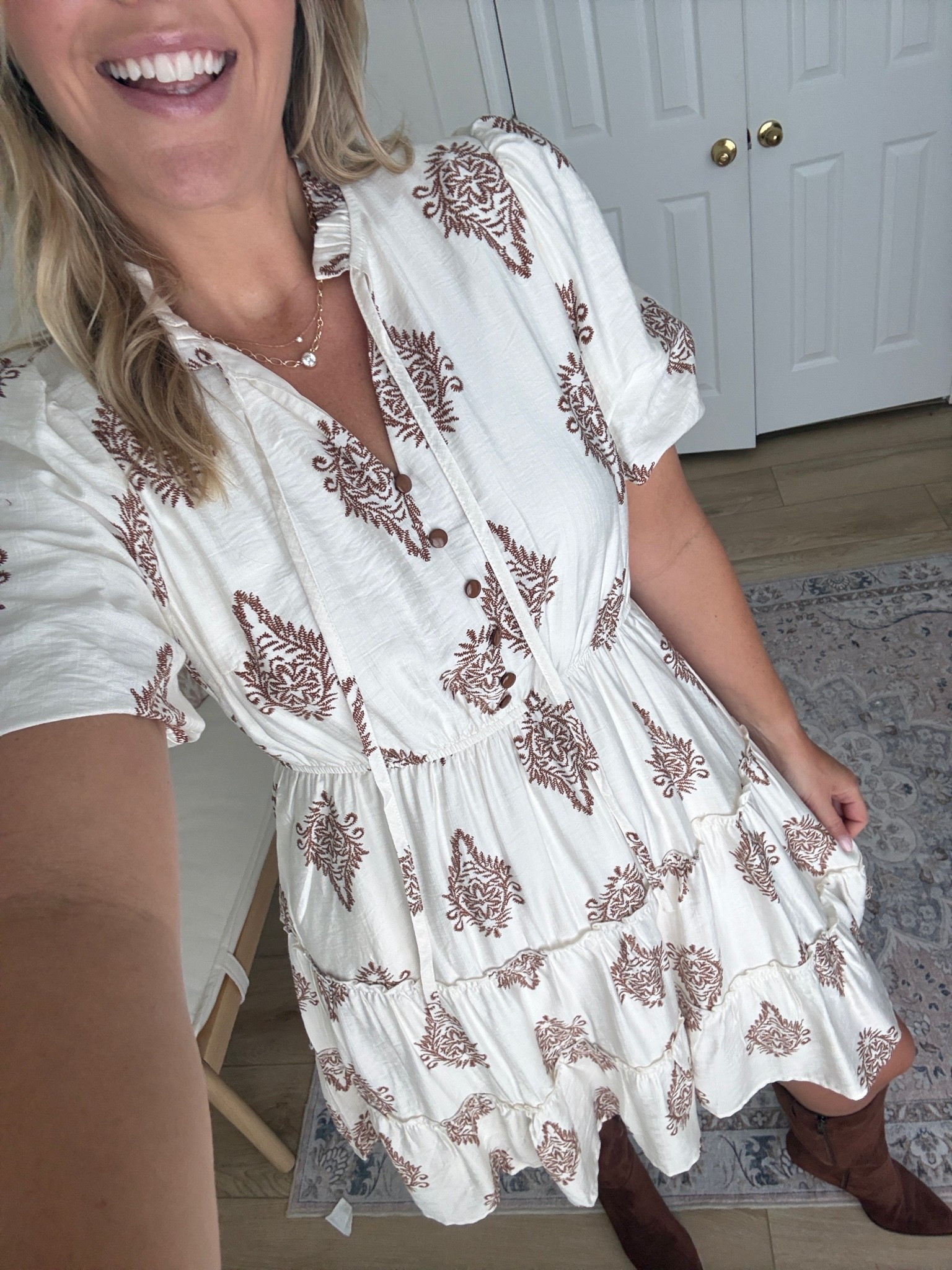 Such a cute dress for early fall! I wear a med!

#LTKSeasonal #LTKMidsize #LTKWorkwear