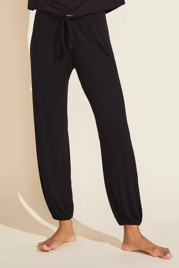 Elon Relaxed Rib Pant - Black | Eberjey