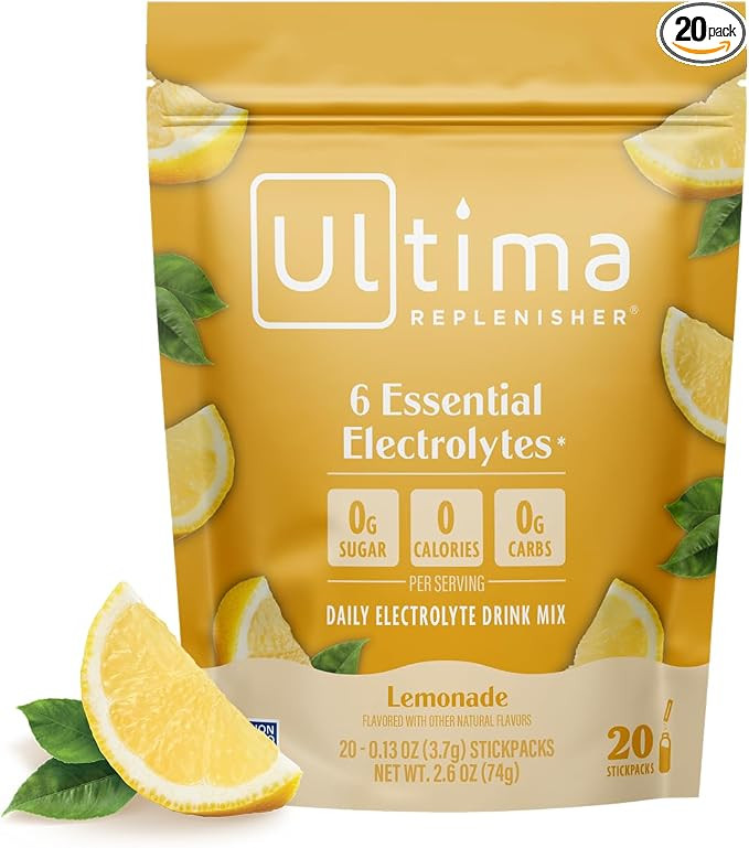 Ultima Replenisher Daily Electrolyte Powder – Lemonade, 20 Stickpacks – Zero Sugar Hydration ... | Amazon (US)