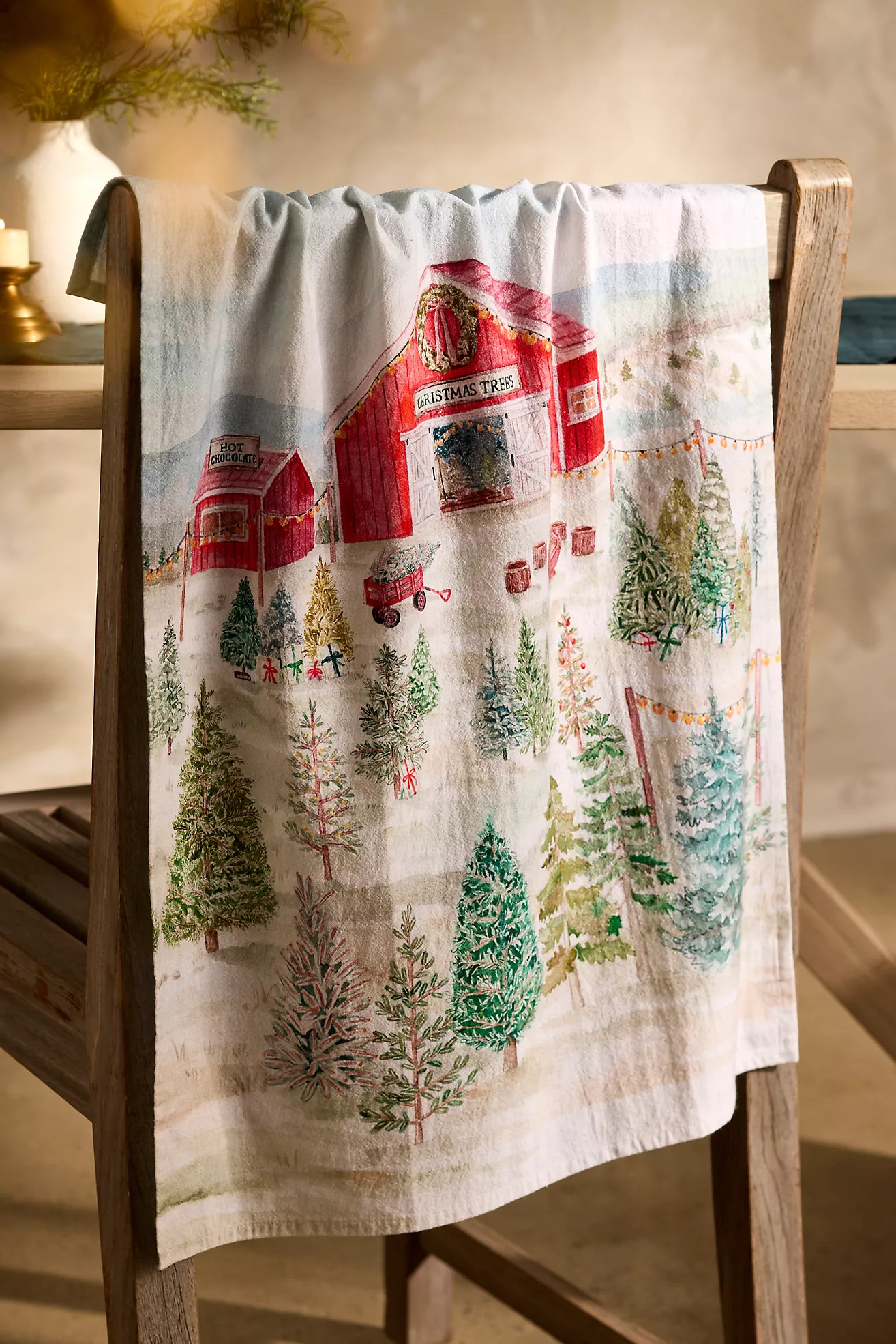 Christmas Tree Lot Cotton Dish Towel | Anthropologie (US)