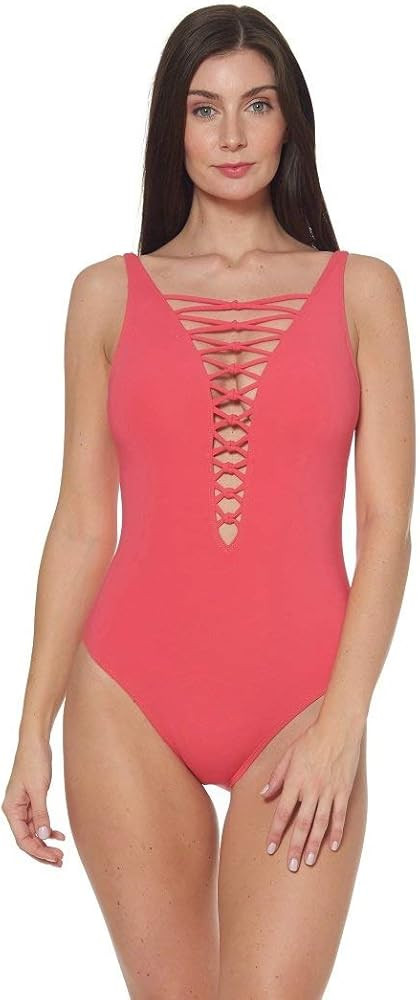 Bleu Rod Beattie Watermelon Lets Get Knotty Plunge Lace-Up One Piece | Amazon (US)