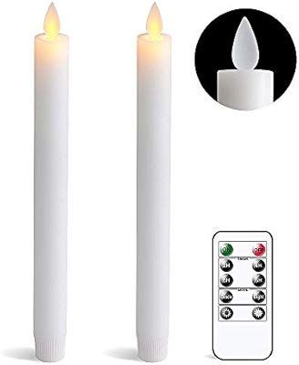 DRomance White Flameless Taper Candles with Remote and Timer, Moving Wick LED Flickering Window C... | Amazon (US)