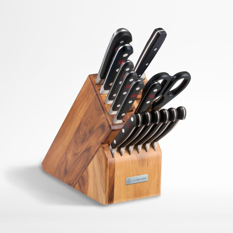 Wüsthof Classic 15-Piece Acacia Knife Block Set | Crate & Barrel | Crate & Barrel