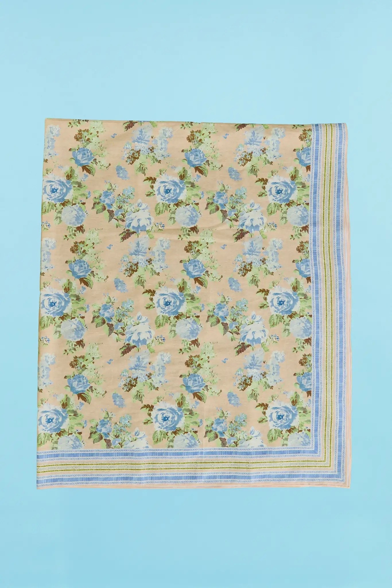Gorgeous blue floral tablecloth for spring or Easter tablescape 😍 garden rose floral print tablecloth tabletop floral decor 