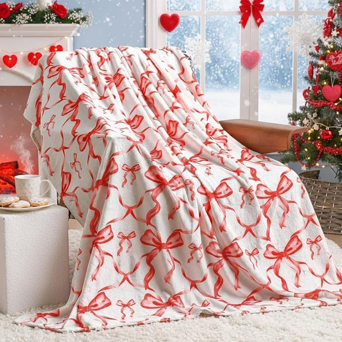 Buryeah Red Bow Throw Blanket Valentine's Day Back to School Gifts Preppy Blanket Coquette 50" x ... | Amazon (US)