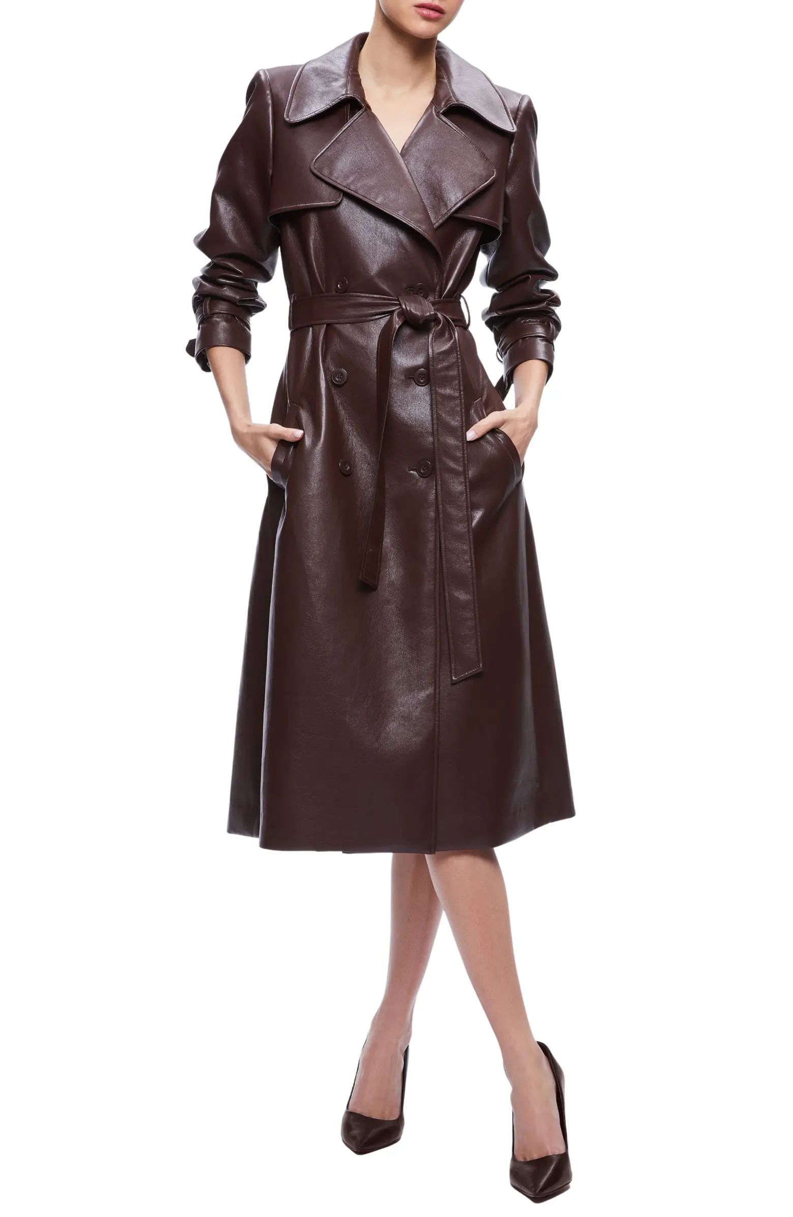 Alice + Olivia Elicia Faux Leather Trench Coat | Nordstrom | Nordstrom