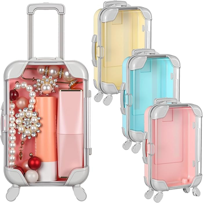 Honeydak 3 Pcs Mini Plastic Suitcase False Eyelashes Tray Luggage Trolley Candy Box Clear Suitcas... | Amazon (US)