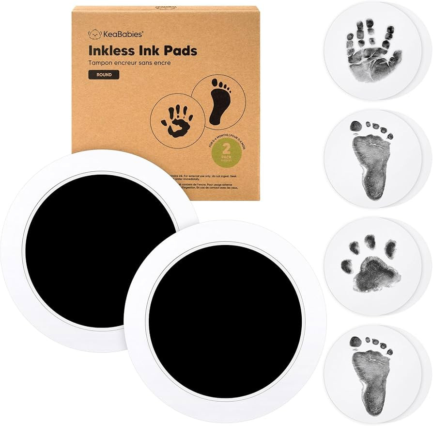 2-Pack Round Inkless Hand and Footprint Kit - Ink Pad for Baby Hand and Footprints - Dog Paw Prin... | Amazon (US)