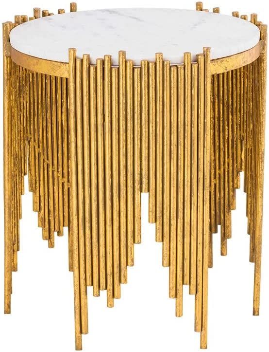 TOV Furniture Waterfall Mid Century Modern Scuptural Design Side Table, 18.8", Gold/White | Amazon (US)