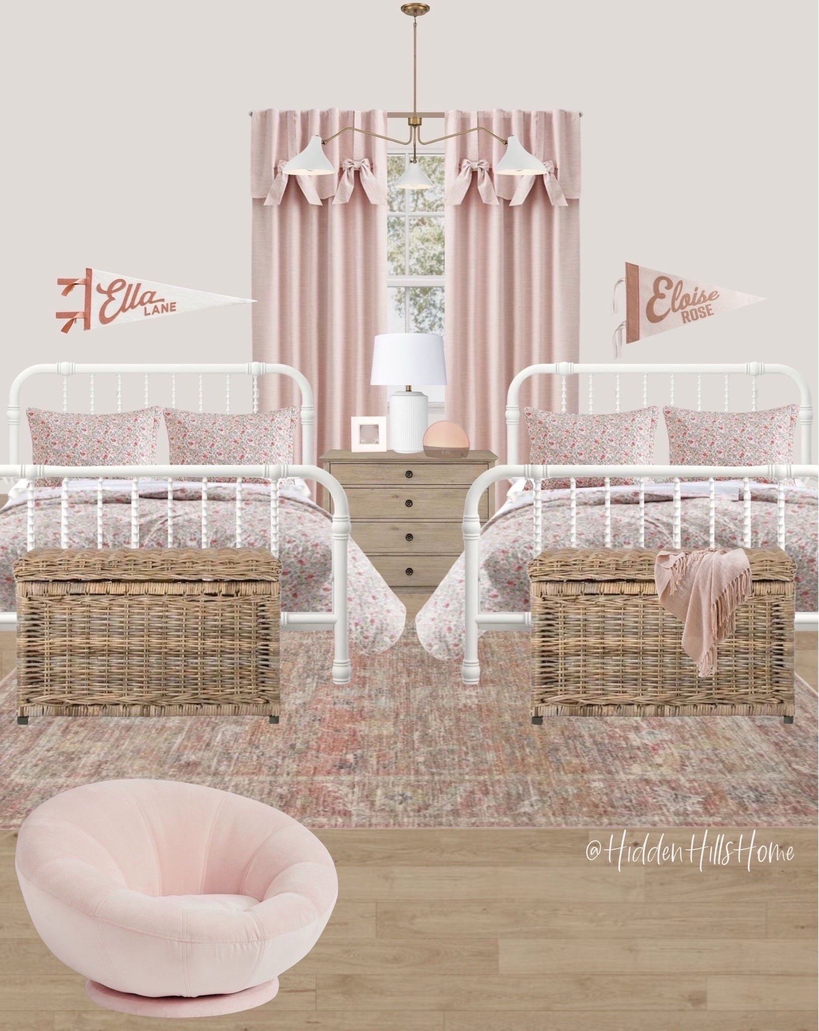 Shared girls bedroom mood board, sisters bedroom design ideas, blush pink modern transitional bedroom #bed



#LTKHome #LTKSaleAlert #LTKKids