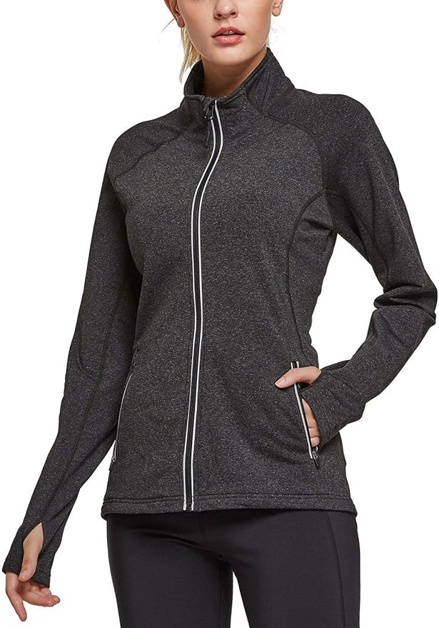 BALEAF Women's Fleece Bodyfit Full-Zip Pocketed Collared Long Sleeved Running & Track Jacket with... | Amazon (US)