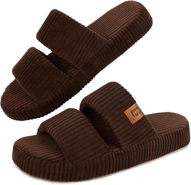 LongBay Slippers for Women Memory Foam Open Toe Slip On Bedroom Comfy House Shoes with Dual-Strap | Amazon (US)