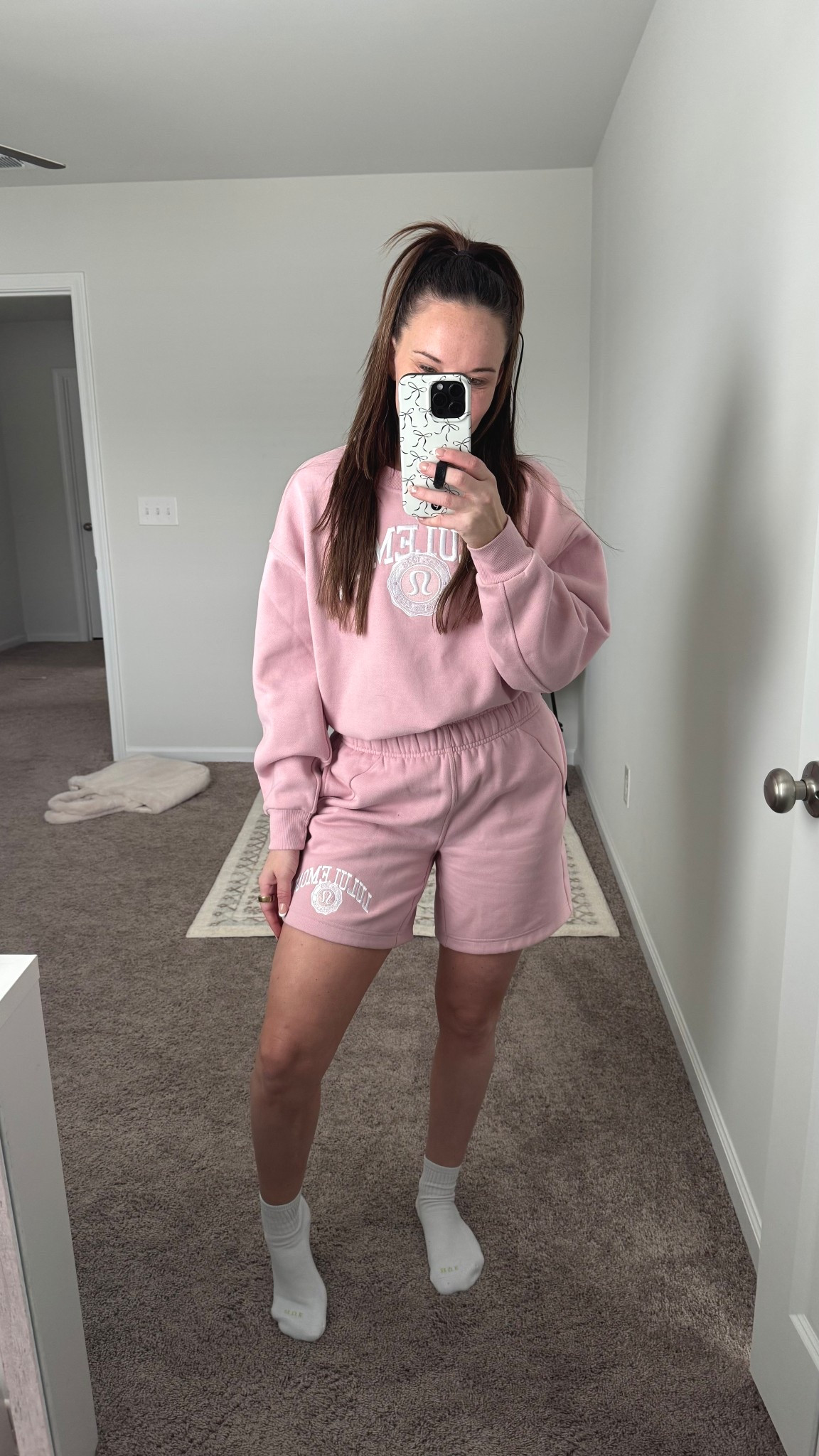 Lululemon varsity oversized sweat set! 
Wearing xs in both 🩷

#LTKSeasonal #LTKSpringSale #LTKActive