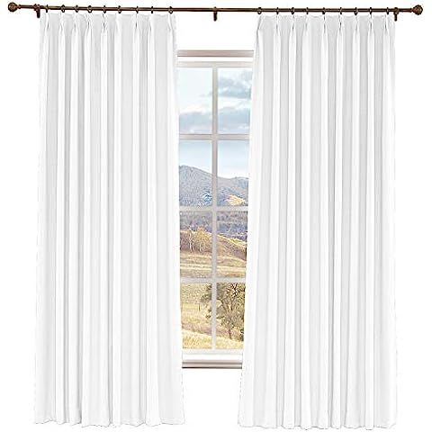 LANTIME White Semi Sheer Curtains, Faux Linen Pinch Pleated Extra Long Window Sheer Curtains Pane... | Amazon (US)