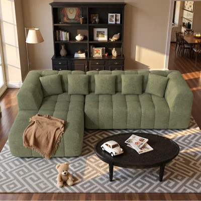 Boneless Modern Boneless Couch Cloud Modular Sectional Sofa with L Shaped Chaise, Upholstered Comfy Chenille Couch Bed, No Assembly Required | Wayfair North America