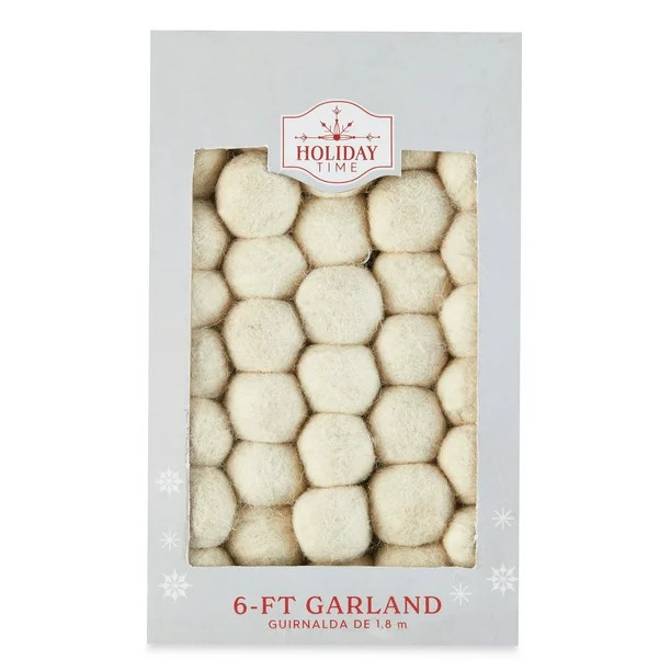 Holiday Time White Wool Garland, 6' - Walmart.com | Walmart (US)