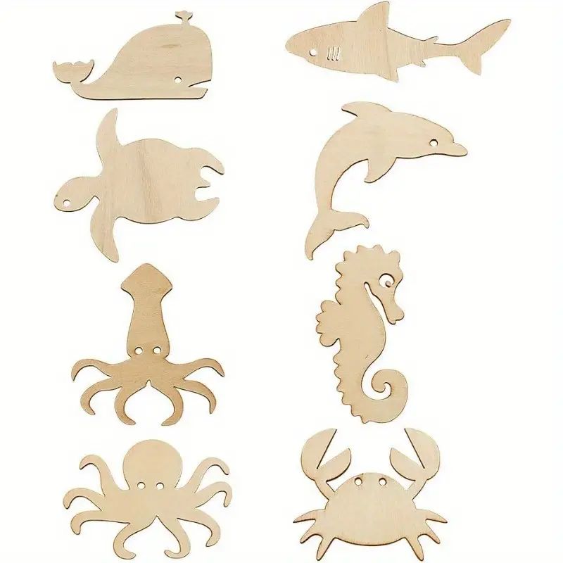 48 Pack Wooden Ocean Sea Animal Cutouts - Unfinished Wood Shapes for DIY Crafts, Home Decor, Octo... | Temu Affiliate Program