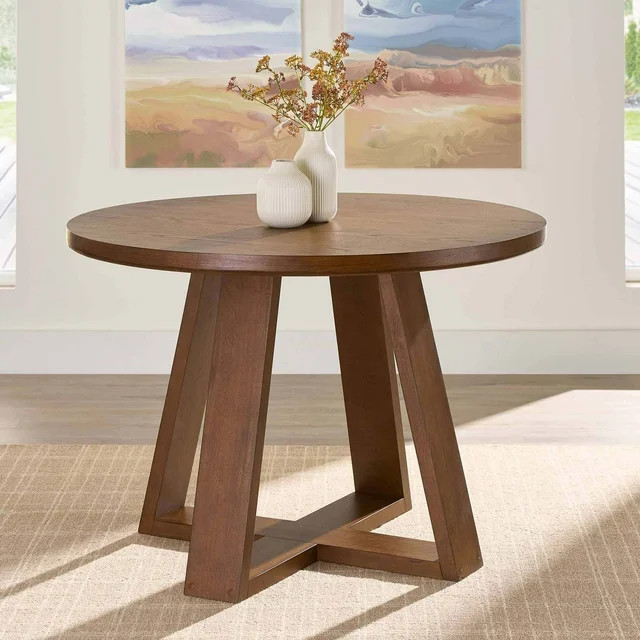 Better Homes & Gardens Ezra 45in Round Wood Dining Table, Walnut | Walmart (US)