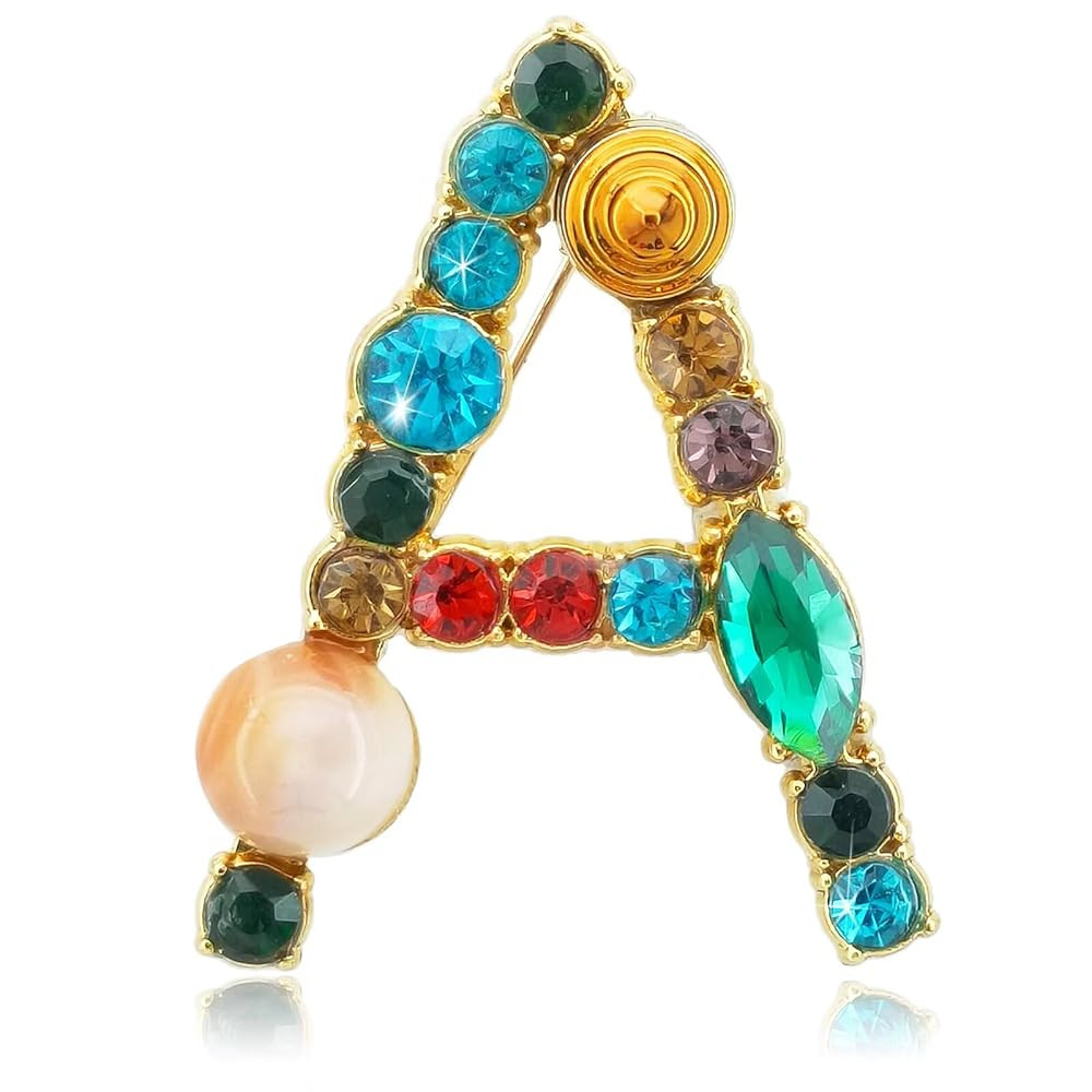 ETHOON Letter Brooch Pins Initial Colorful Rhinestone Resin Brooch for Women Crafts Breastpin Gol... | Amazon (US)