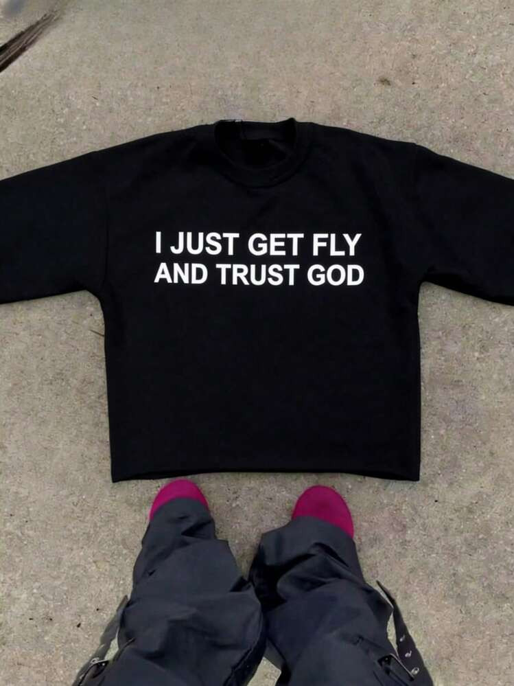 Plus Size Women T-Shirts,I Just Get Fly And Trust God,(1 Pcs )100% Cotton Casual Printed T-Shirt,... | SHEIN