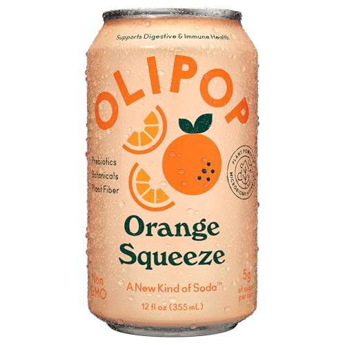 OLIPOP - Orange Squeeze Sparkling Tonic, Healthy Soda, Prebiotic Soft Drink, Aids Digestive Health & Immune Health, With Vitamin C & Plant Fiber, Caffeine Free, Low Calorie, Low Sugar 12 oz | Amazon (US)