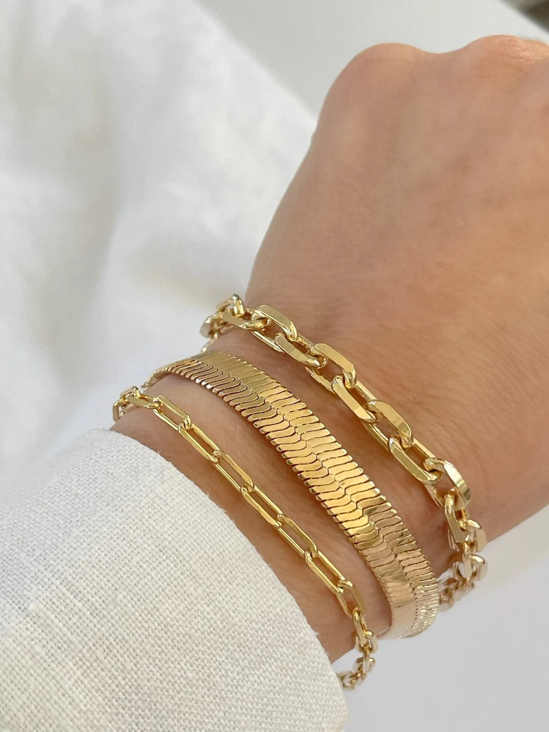 Layered Bracelet, Gold Chain Bracelet, Dainty Bracelet, 18k Gold Filled Bracelet, Chain Bracelet,... | Etsy (US)