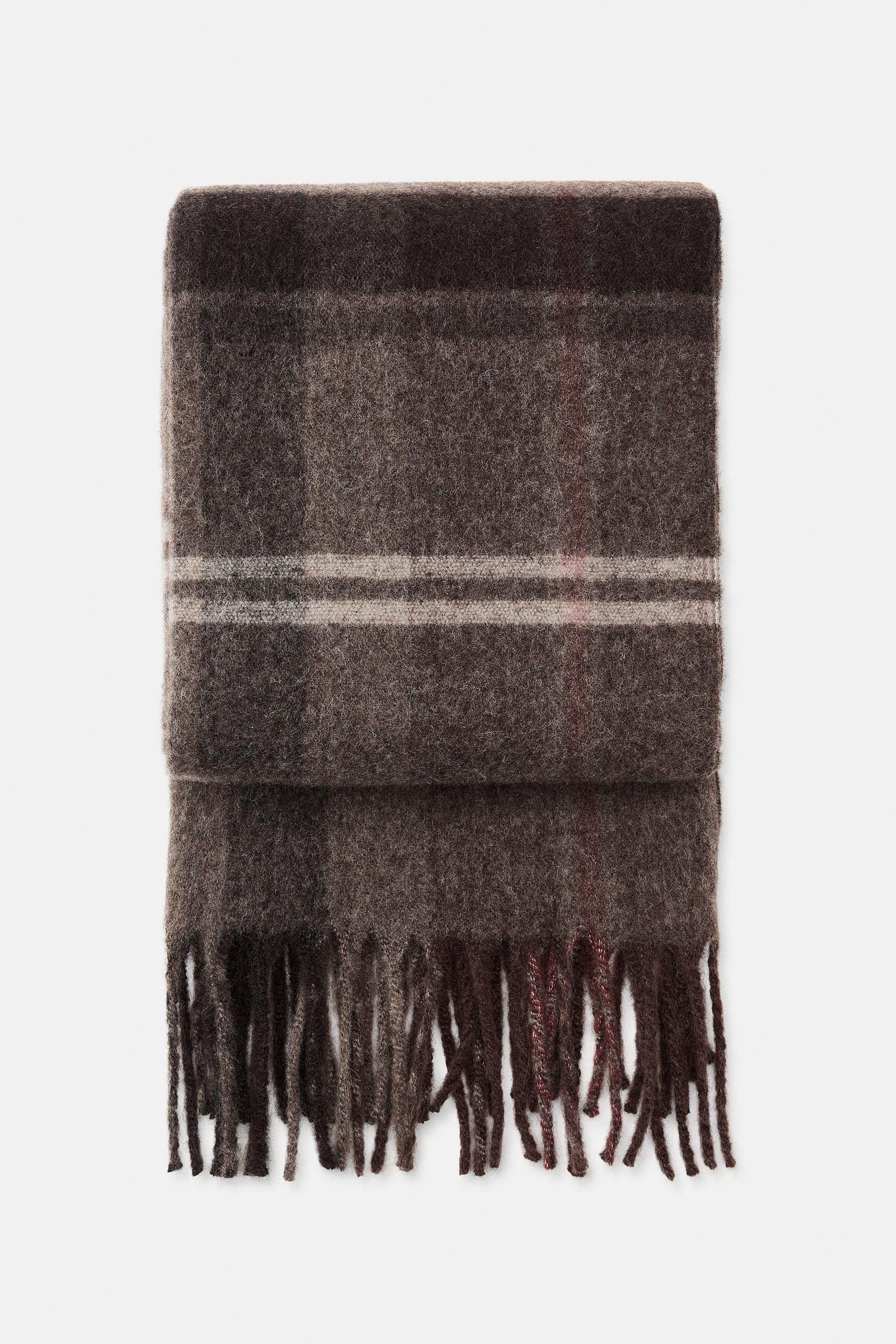 PLAID FRINGED SCARF | Zara US