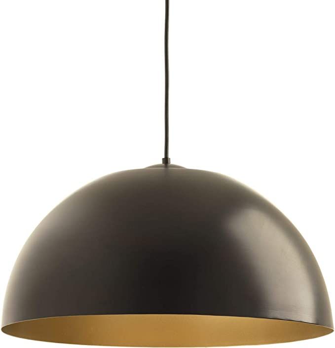 Dome LED Collection 1-Light Painted Gold Inside Metal Shade Modern Pendant Light Antique Bronze | Amazon (US)