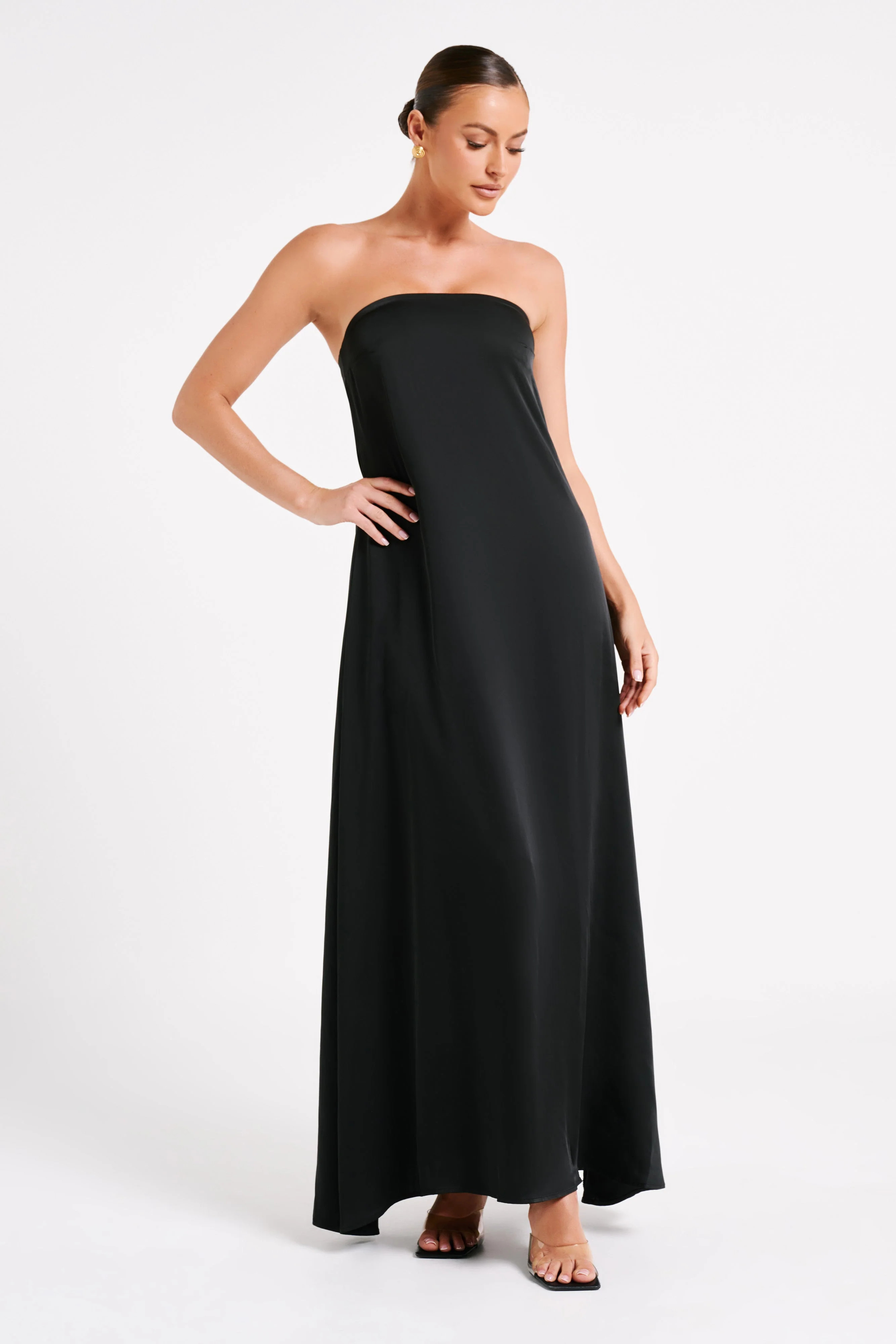 Luisa Strapless Maxi Dress - Black | MESHKI US