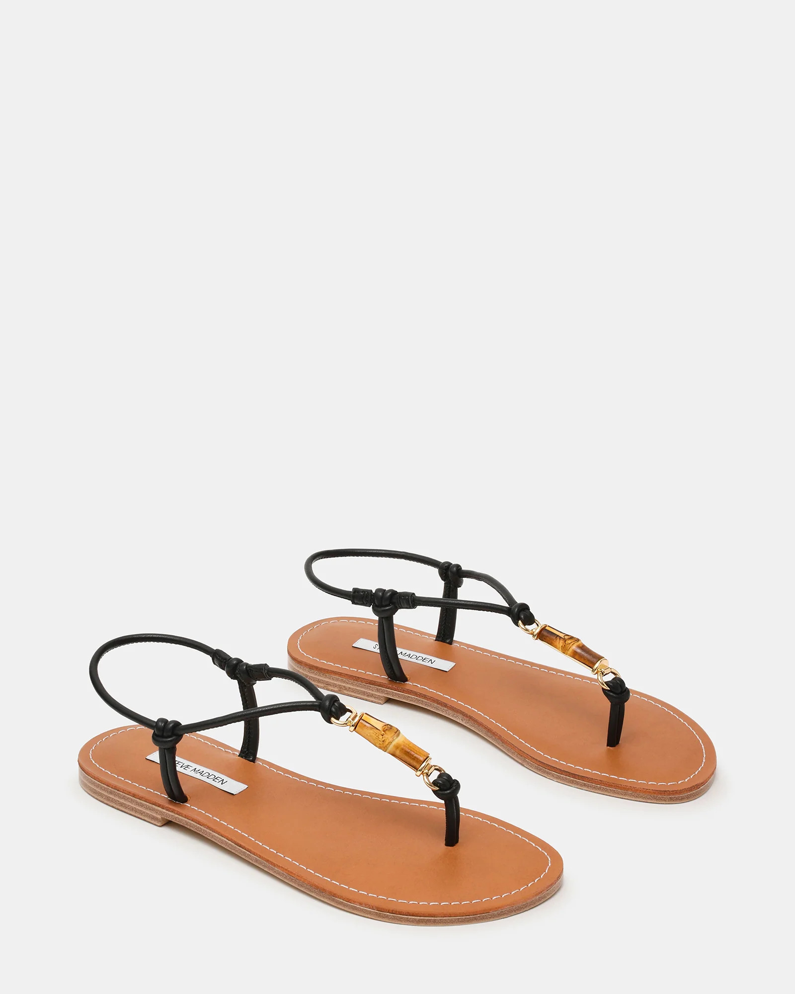 KINGSLY Black Thong Knot-Detail Women's Sandal | Steve Madden (US)