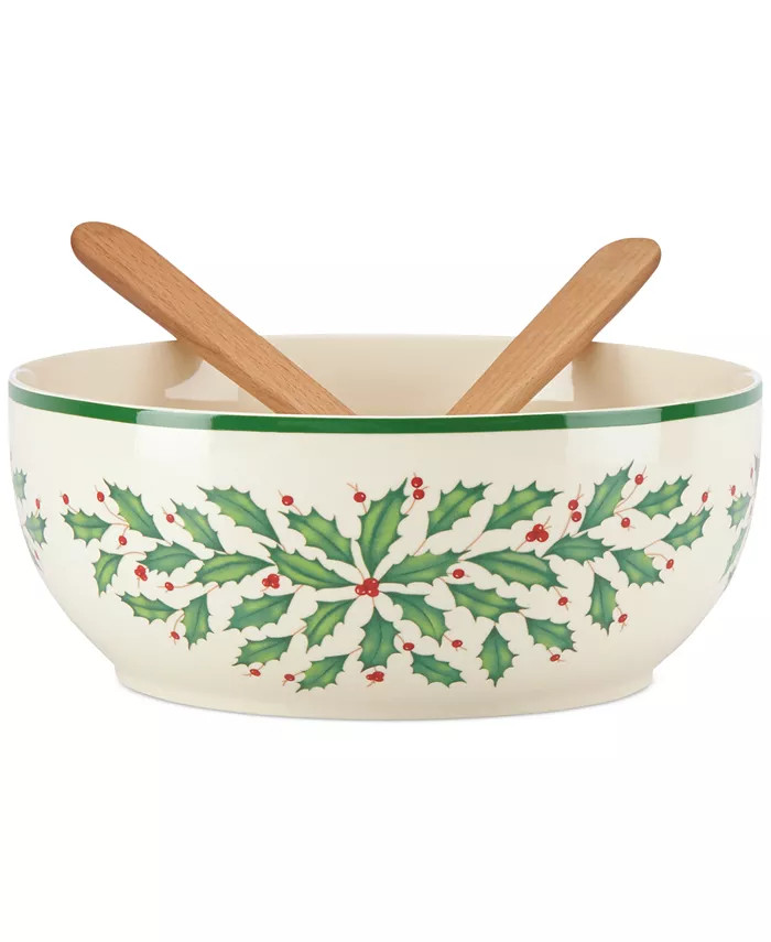 Lenox Holiday Salad Bowl and Servers & Reviews - Serveware - Dining - Macy's | Macys (US)