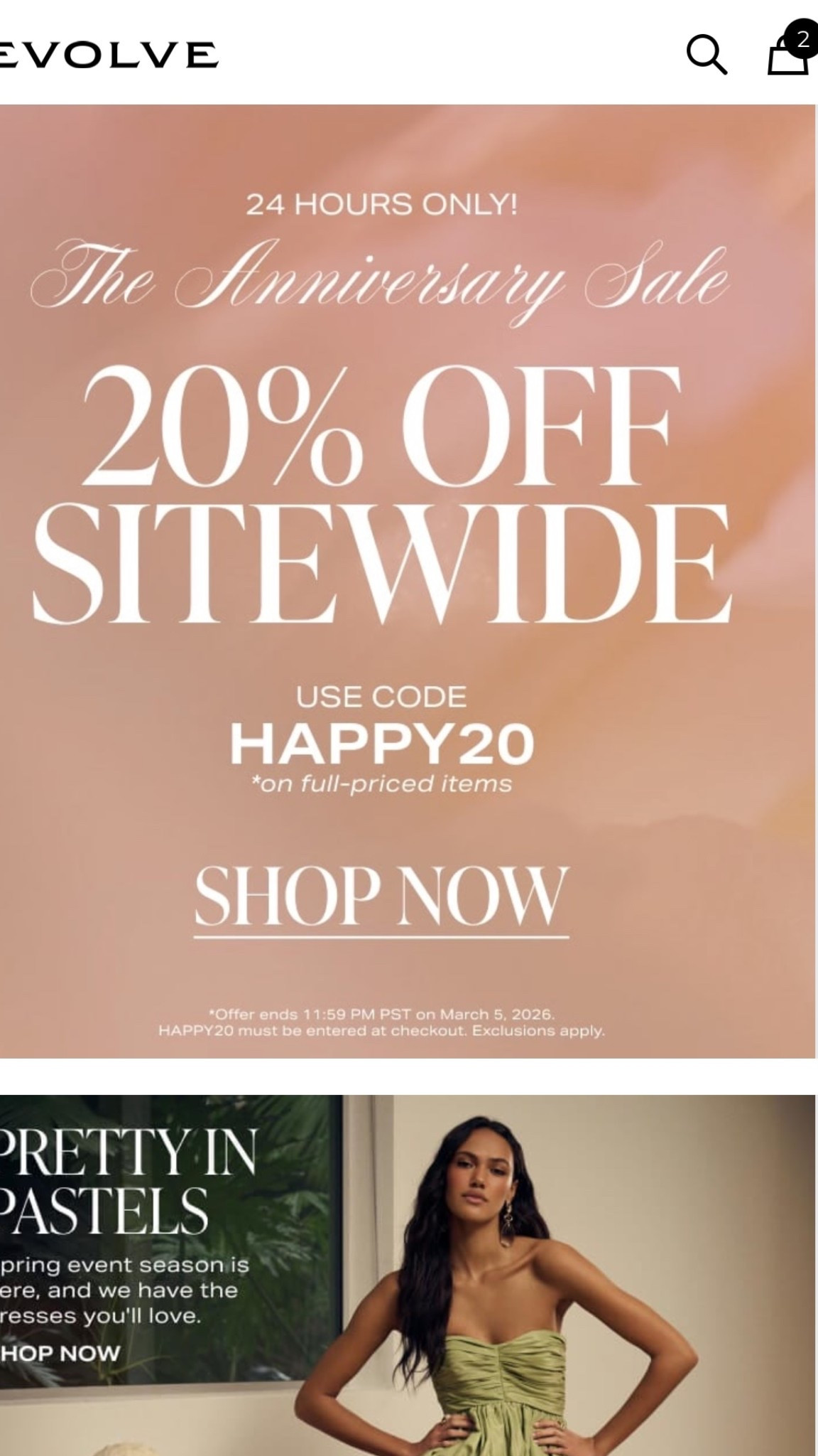 Revolve 24 hour sale

Code: HAPPY20

#ltkstyletip 



#LTKootd #LTKgrwm #LTKSpringSale