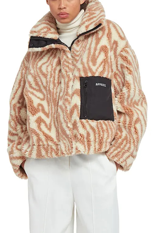 Apparis Kindall Swirl Faux Fur Jacket in Camel Swirl at Nordstrom, Size Medium | Nordstrom