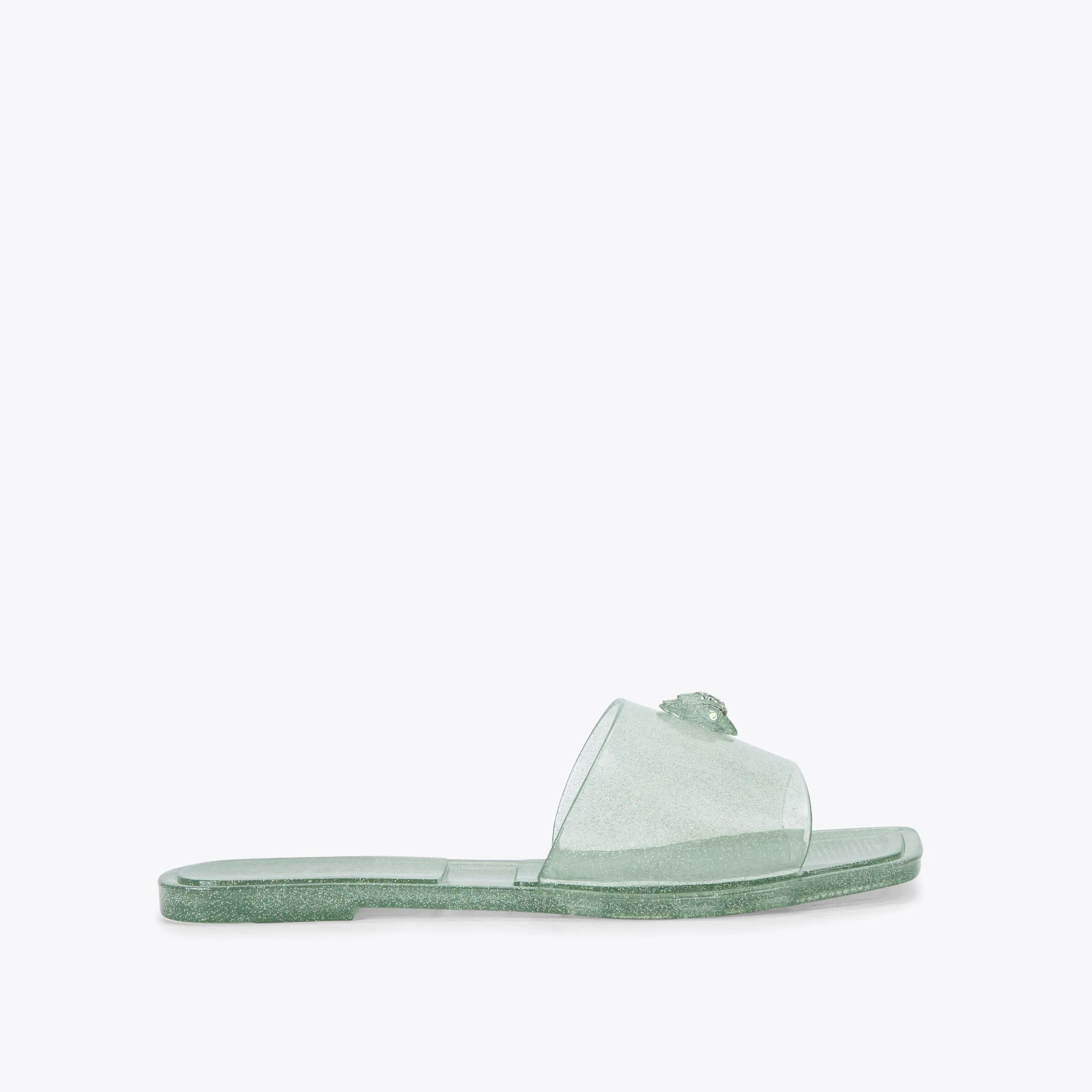 MADDISON SLIDE Green Glitter Perspex Slide On Sandal by Kurt Geiger London | Kurt Geiger US