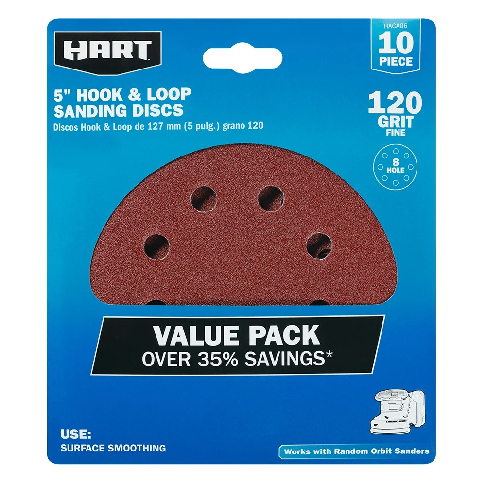 HART 5-Inch Hook and Loop Sanding Discs 120 Grit - Walmart.com | Walmart (US)