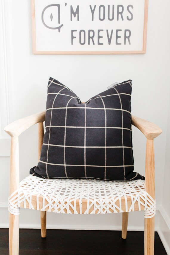 Black Plaid Pillow Cover | Decorative Pillow Cover, Black Pillow Cover, Plaid Pillow Cover, Large... | Etsy (US)