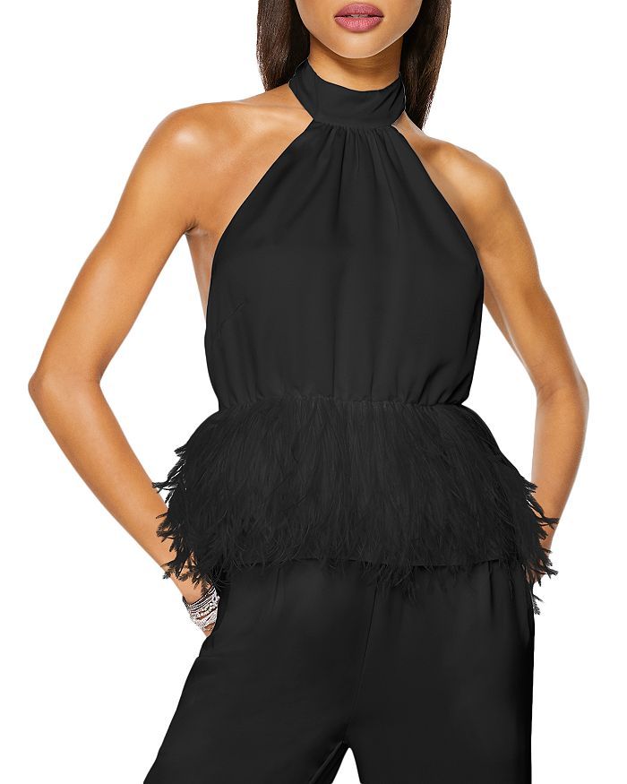 Danni Mock Neck Faux Feather Top | Bloomingdale's (US)