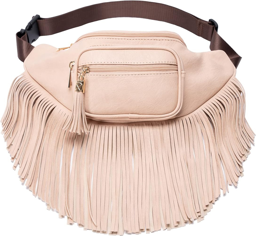Solene Fringe Waist bag for women with Multi Zipper Pockets | Amazon (US)