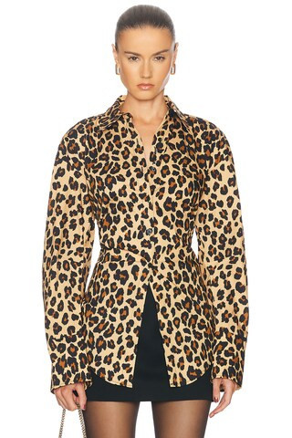 SIMONMILLER Loch Poplin Button Down Top in Brown | FWRD 