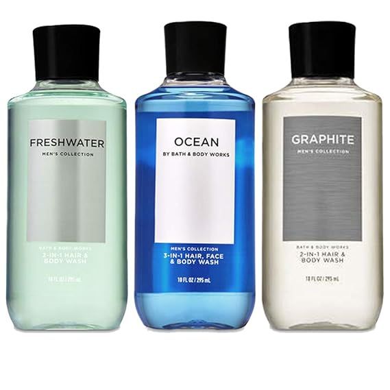 Bath and Body Works 3 Pack 2-in-1 Hair + Body Wash Freshwater, Graphite and Ocean. 10 Oz. | Amazon (US)