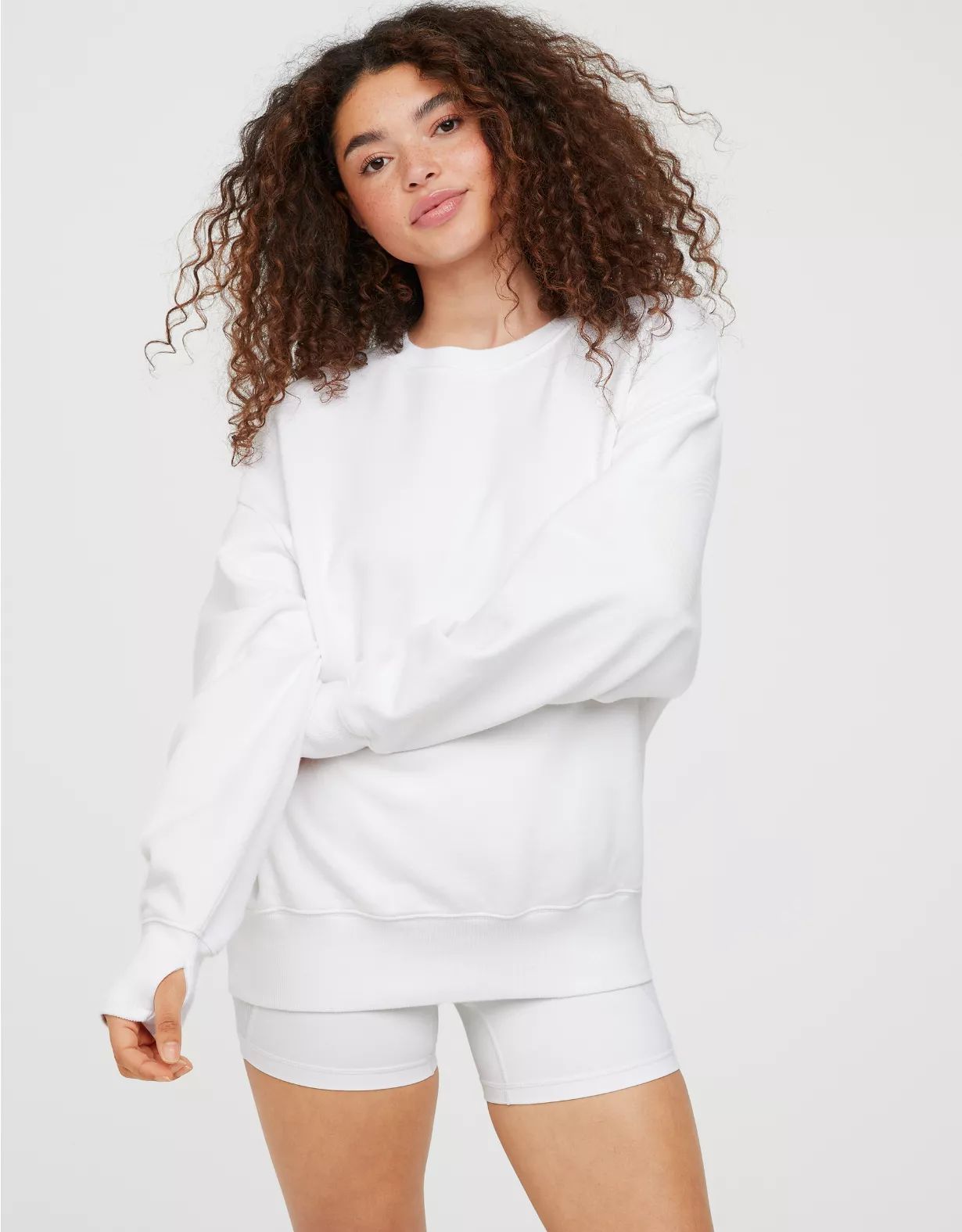 OFFLINE By Aerie Throw-back Oversized Fleece Crew | American Eagle Outfitters (US & CA)