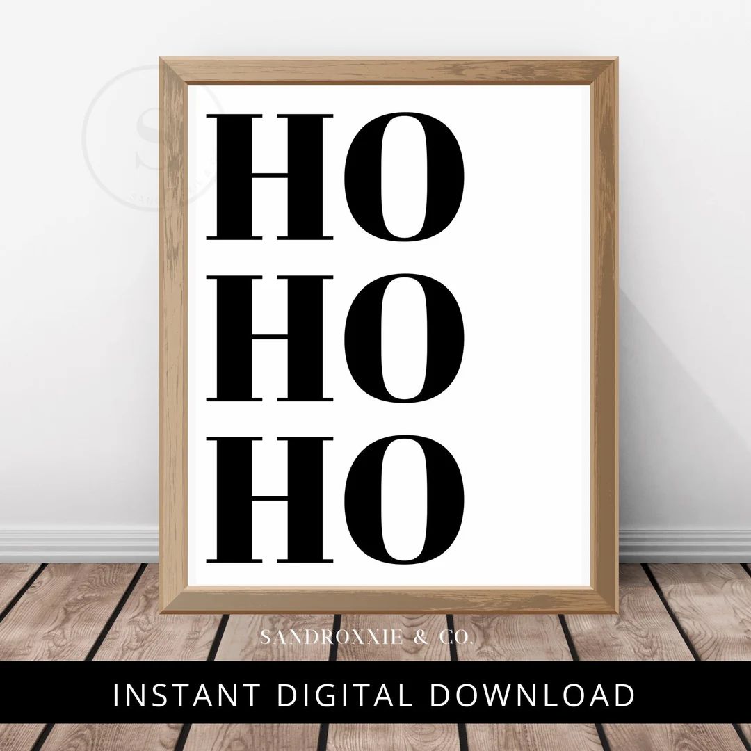 Ho Ho Ho DIY Printable Wall Art, Minimalist Typography Poster Print, Black & White, Modern Christ... | Etsy (US)