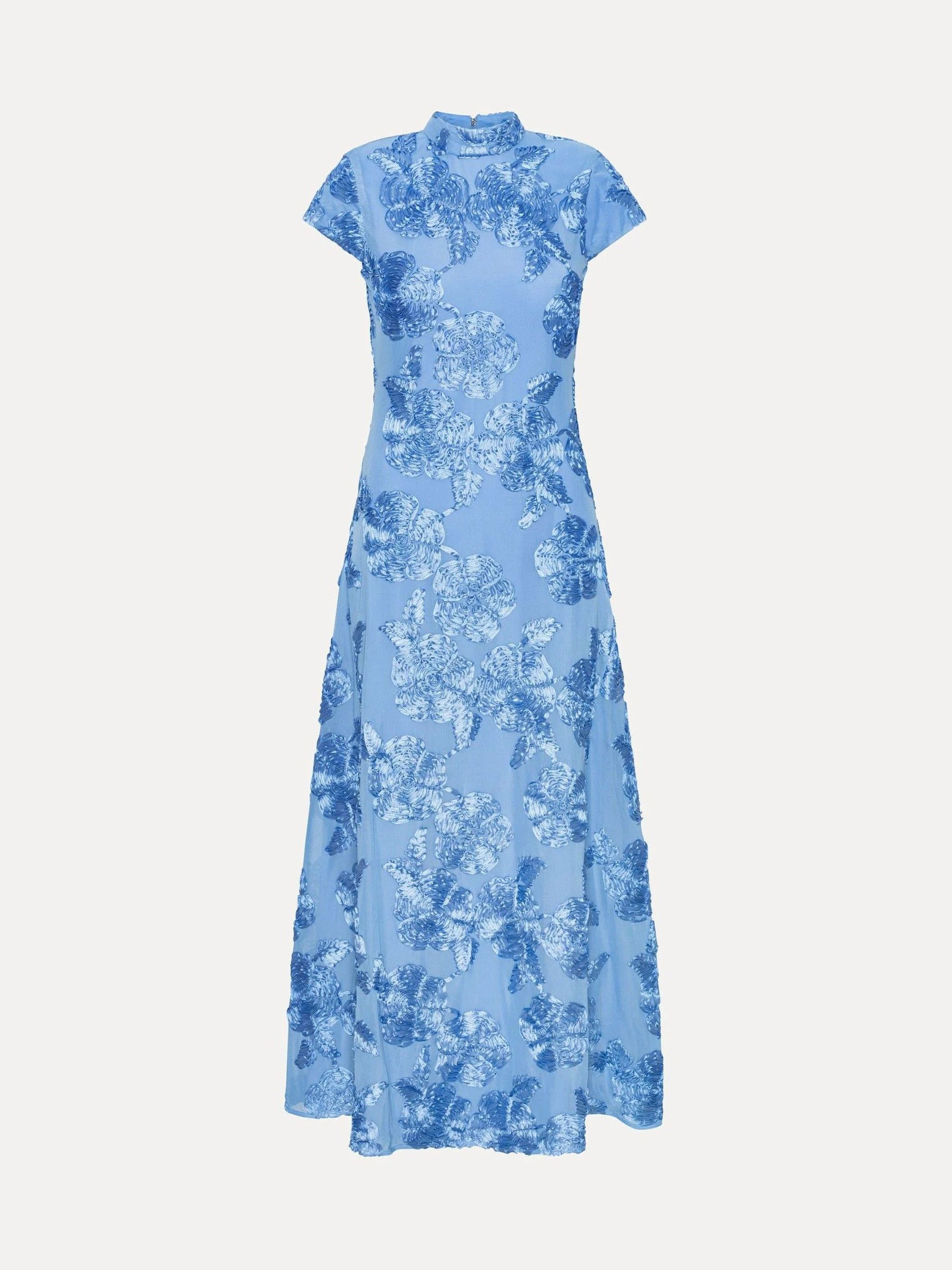rotate Rotate Blue Mesh Capsleeve Maxi Dress | Next US