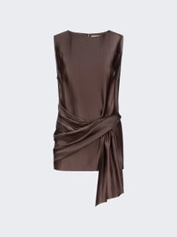 Fonda Draped Asymmetric Top Dark Brown  | The Webster | The Webster